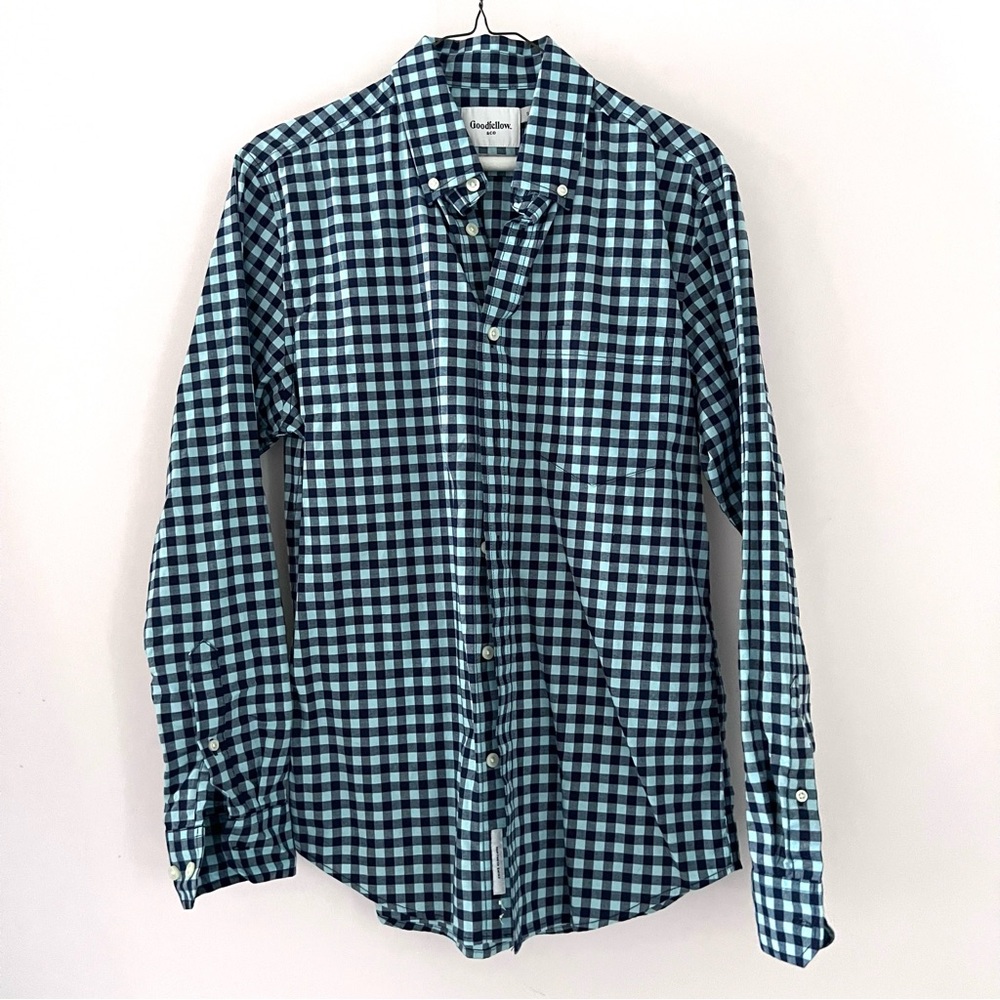 Goodfellow Cotton Blue Checked Button Down S